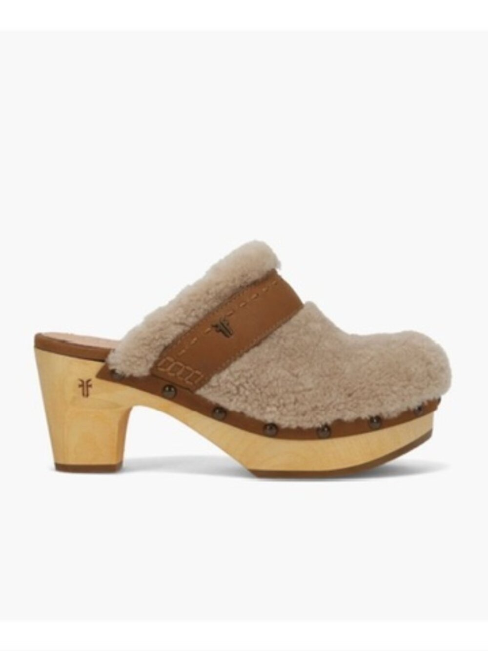 New Frye Jessica Shearling Clog Tan Sz 10